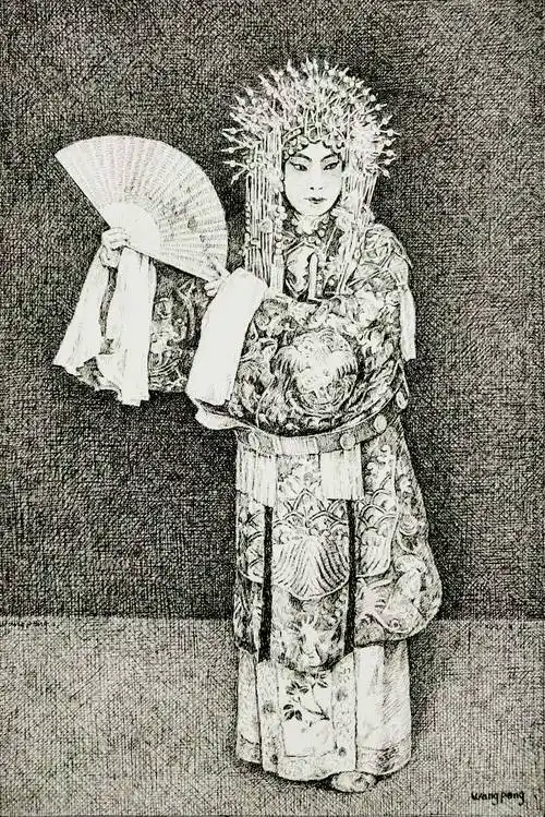 梅兰芳贵妃醉酒钢笔画