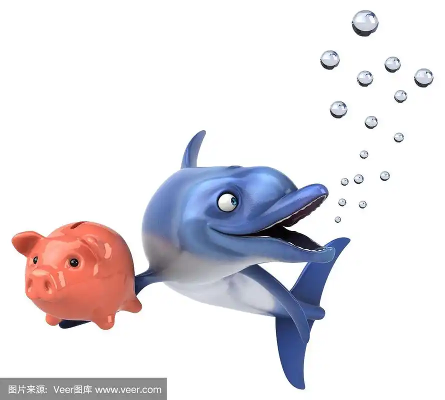 有趣的海豚- 3d插图