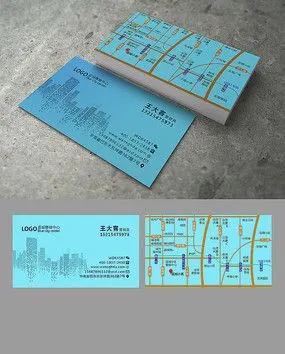 背面是地图的房地产售楼员名片
