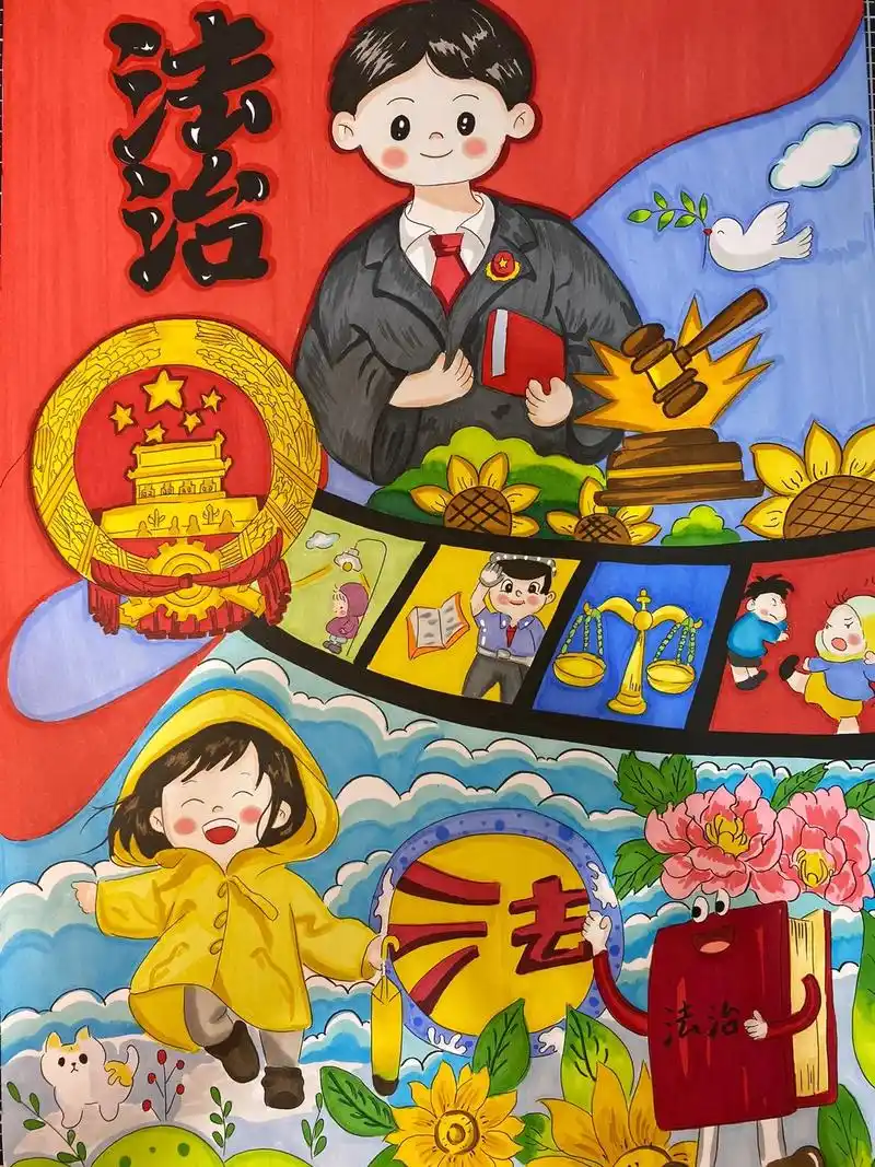 法治主题画 已参赛,9215临摹#手抄报 #主题画 #马克笔手 - 抖音