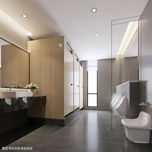 写字楼公共卫生间改造方案设计,办公室卫生间装修效果图_人性化_防水