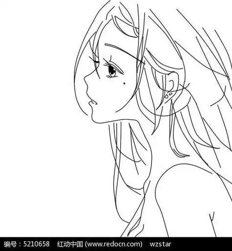 侧面女孩简笔画漂亮可爱