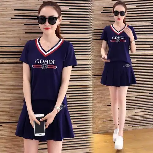 阿迪达斯套装女夏_阿迪夏装女两件套装夏天修身夏季短袖休闲韩版运动