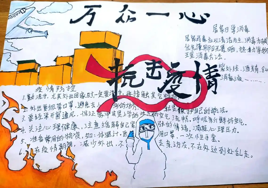 枣林镇小五(3)班抗疫情手抄报919191 - 抖音