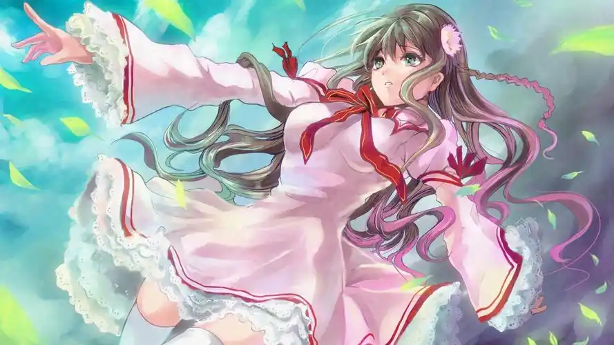 天空树叶可爱动漫女孩3840x2160动漫壁纸