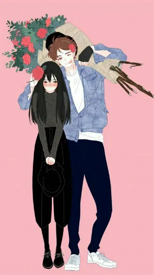手绘甜蜜情侣插画