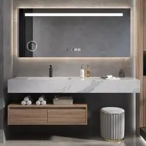 toto九牧现代简约岩板一体盆浴室柜组合智能卫生间洗脸盆洗漱台洗