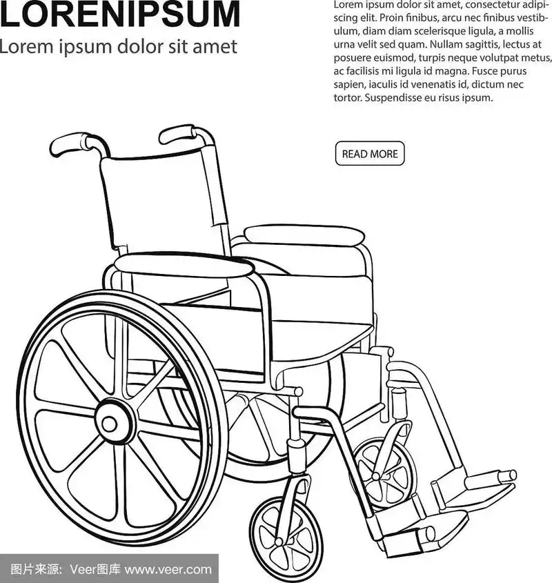 轮椅.矢量手绘插图