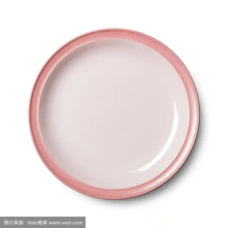 简单的圆形瓷盘孤立在带有剪切路径的表面上