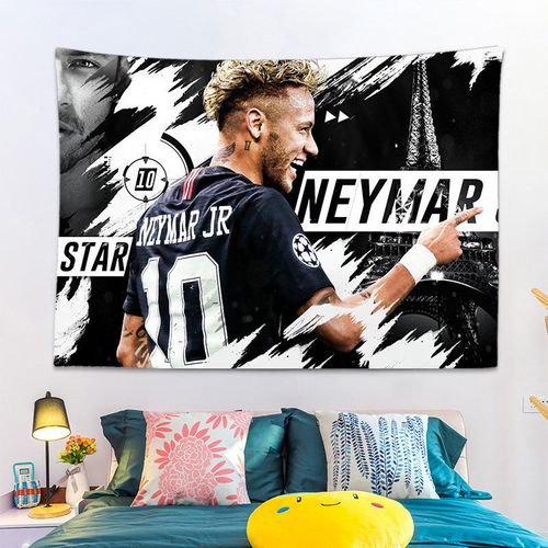 世界杯内马尔巴黎日耳曼队足球明星挂布背景布学生宿舍卧室挂毯