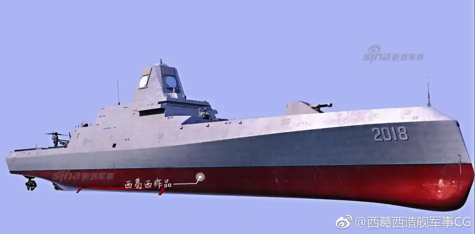 中国未来驱逐舰想象图:装电磁炮 垂发能打东风