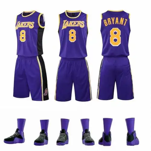 滕讯体育同款湖人队24号球服8号球服23号篮球服套装比赛队服球衣 【v