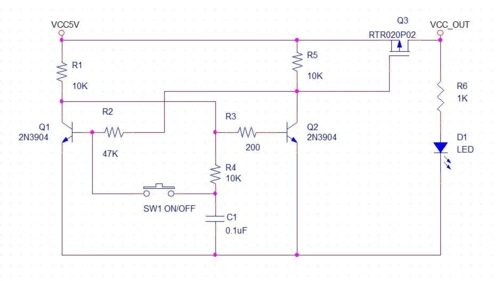 信息与通信 双稳态一键开关机 原理很简单,q1,q2组成双稳态电路