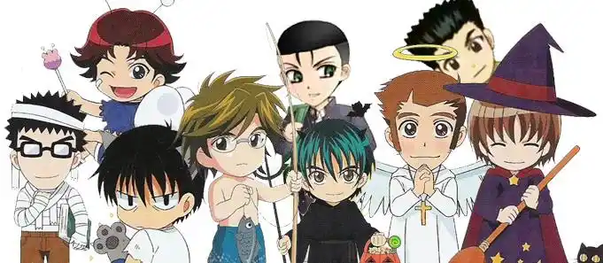 那种有十个左右的动漫人物集合的图片,可以做签名档的那种,很多人都写