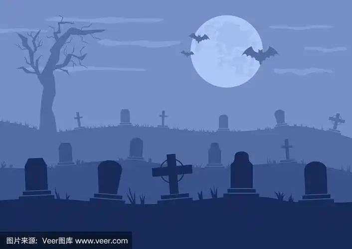 墓地或墓地矢量插图