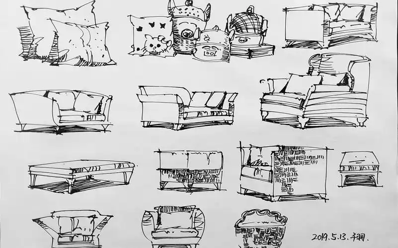 20190513_144355室内手绘单体家具小品练习临摹