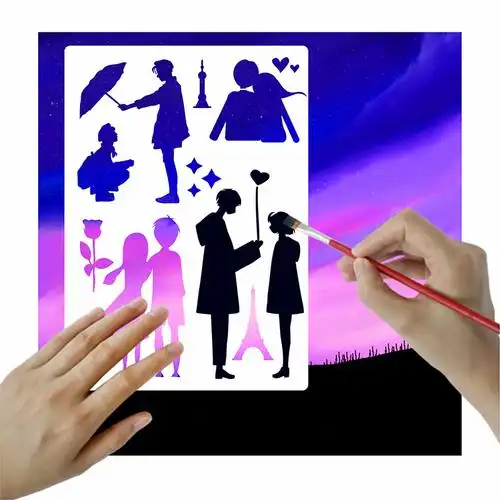画画模板素艺同款镂空人物情侣绘画模版动物各类尺