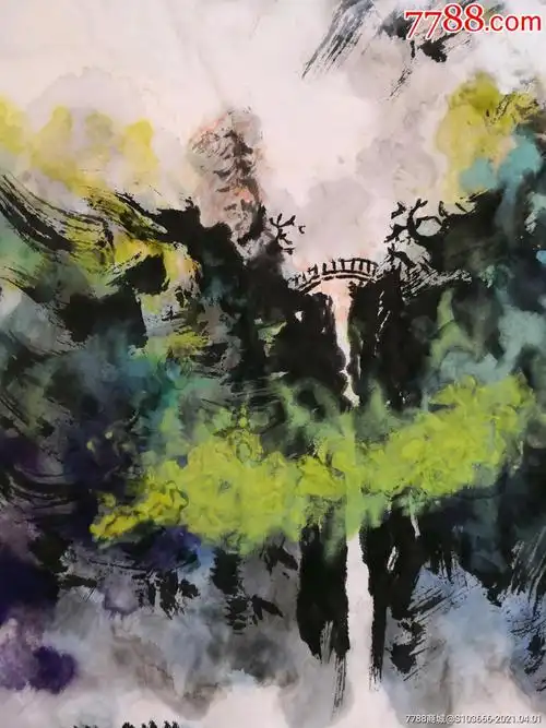 泼墨泼彩山水画