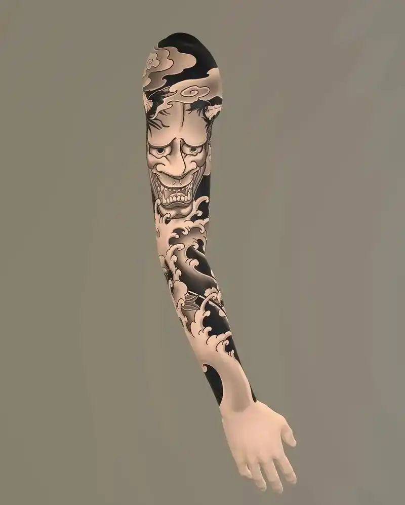 般若花臂#纹身图案 #日式老传统 #银川 #tattoo # - 抖音