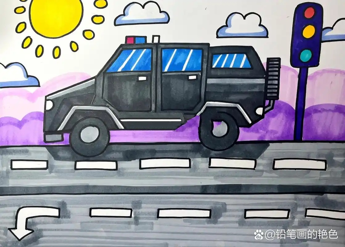 警车 车 简笔画