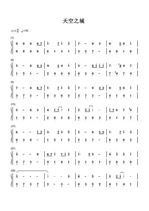 《天空之城》简谱,供你参考