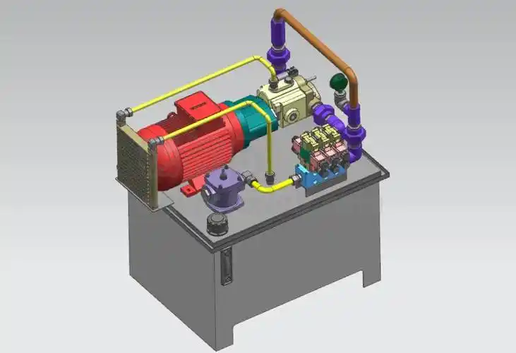 正三轴视图该模型为一套完整的液压系统站,偶像设计零件齐全,由交流