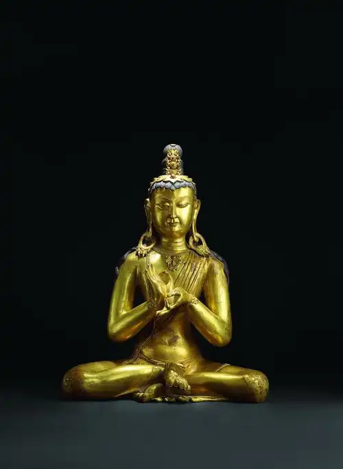 明铜鎏金弥勒佛