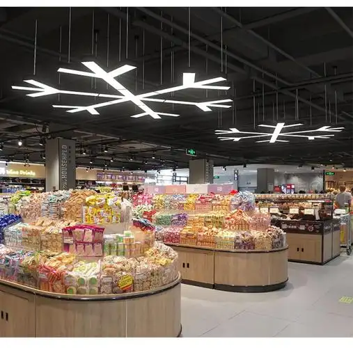办公led商用吸顶吊线灯饰超市用造型艺术正白灯时尚简约异形灯具