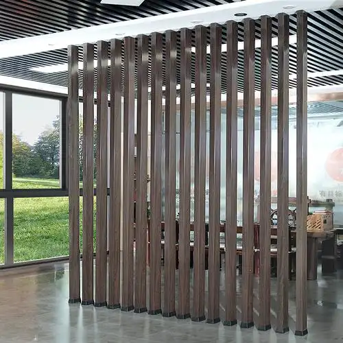 铝合金隔断屏风装饰木条立柱办公室隔断铁艺屏风隔断镂空金属屏风