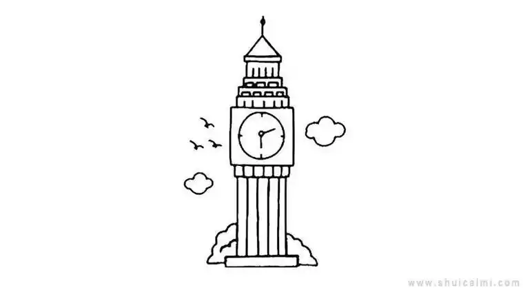 英国的大本钟简笔画加颜色