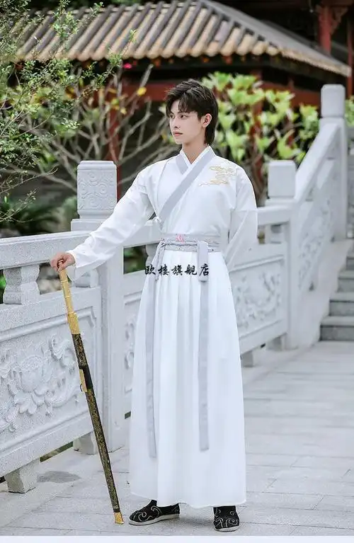 古装男生汉服青少年学生男士中国古风武侠剑客套装学校演出班服衣服15