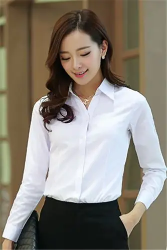 春夏季白衬衫女长袖v领职业修身半袖工作服正装工装大码衬衣女装