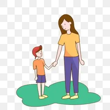 妈妈与儿子 手亲手 亲情, 手绘卡通母亲节人物png, 手亲手, 妈妈与