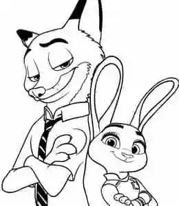 疯狂动物城动画填色图片