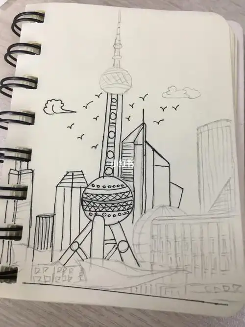 最美浦东简笔画