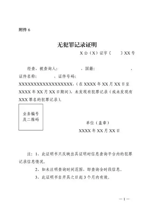 公安机关无犯罪记录证明