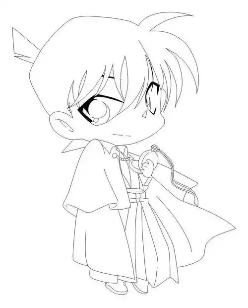 黑白线稿:q版男生人物线稿