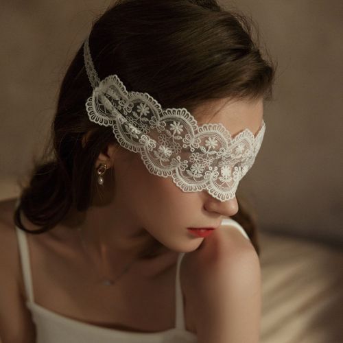 雅小姐性感蕾丝眼罩镂空眼罩刺绣花边绑带眼罩黑色诱惑趣味迷人