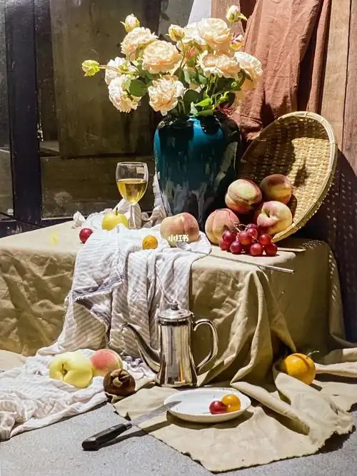 水粉静物照片对画复式构图