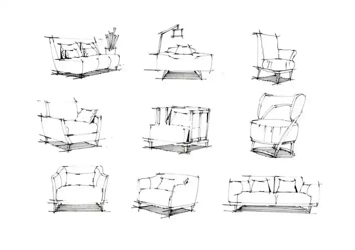 室内设计手绘沙发临摹素材