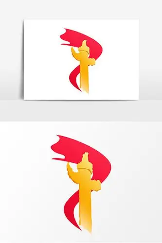 金色华表红旗飘扬元素