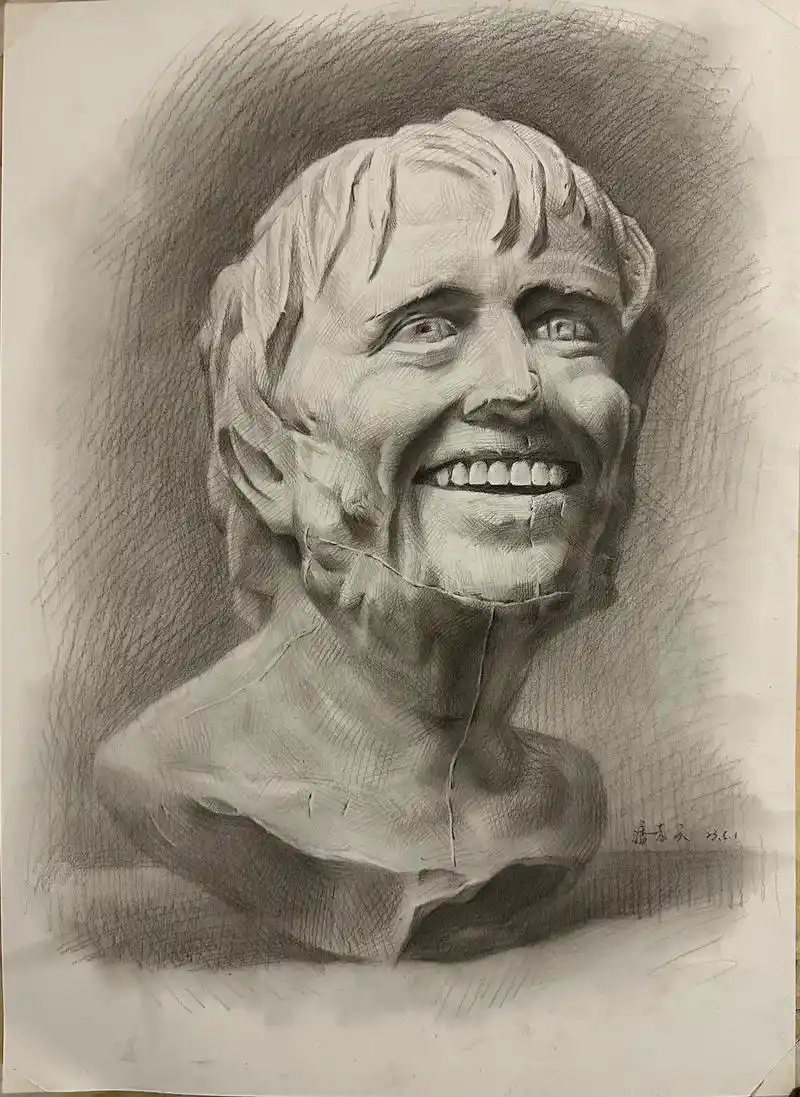 0——塞内卡(海盗)#石膏像 #素描 #素描 - 抖音