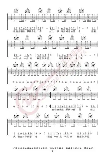 房东的猫 - 蝴蝶之夏(无限延音编配) [c调 弹唱] 吉他谱