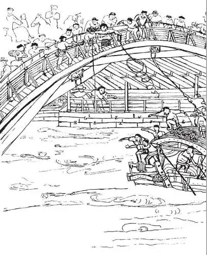 黄仁宇临摹《清明上河图》细部的画作(五幅插图均出自《汴京残梦》