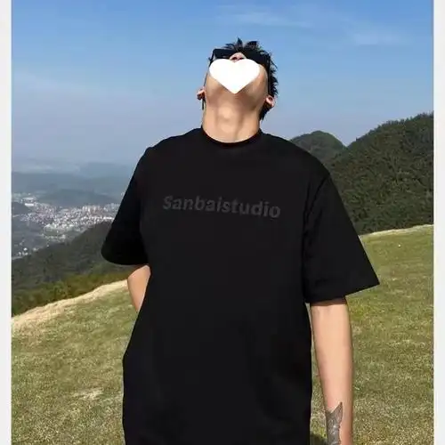 男生t恤夏季黑色男美式街头印花短袖潮纯棉半袖短袖男抖音代发