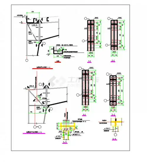 某地第三节门式刚架结构节点cad图纸