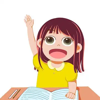 卡通儿童举手回答问题开学季上课元素png素材