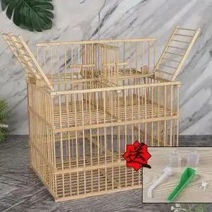 竹制鸟用机关笼拍笼打笼踏笼翻滚笼方形鸟笼翻滚笼自锁风车鸟笼子