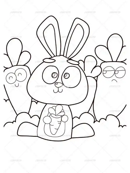 001临摹兔子胡萝卜线稿