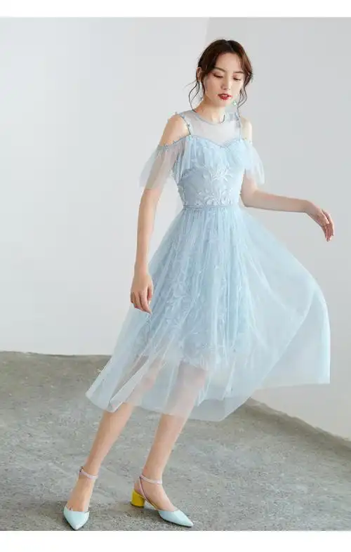 戈赛亚(gesaiya)轻奢品牌仙蔓 2021夏季新款心机露肩连衣裙egg裙子